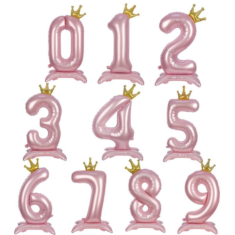 42-дюймовый декоративный розовый алюминиевый фольгированный цифровой воздушный шар с цифрой для украшения дня рождения, принадлежности для девочек на день рождения