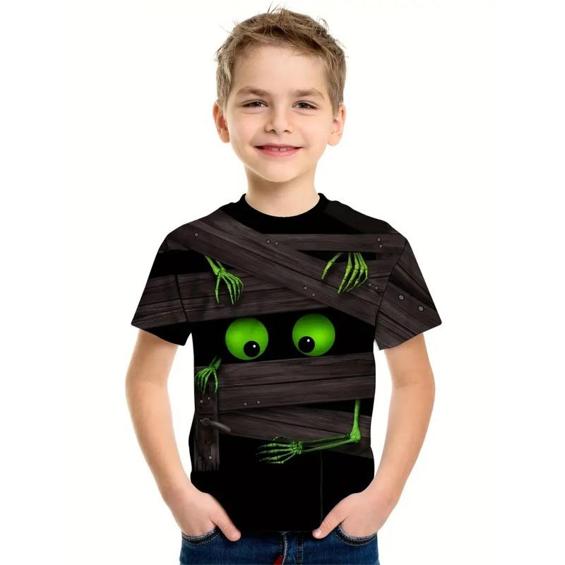 Летняя детская одежда для мальчиков с принтом 3D-кота, футболка с коротким рукавом, детская одежда, модная футболка для мальчиков, топ, футболка