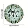Зимний круглый железный настенный декор Знак Hello 7,8 дюйма Металлическая табличка Декоративная для входной двери Крыльца Гостиной Спальни Домашний декор Подарок