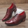 Men's Large Size Casual Pointed Leather Shoes, 6CM Heel Height, Formal High Heels for Hairdressers
