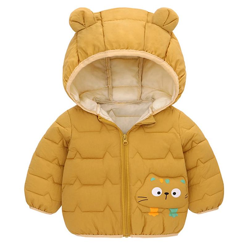 Детские легкие пуховики с капюшоном для мальчиков и малышей, теплая верхняя одежда, осенние пальто для девочек, повседневная одежда с рисунком динозавра