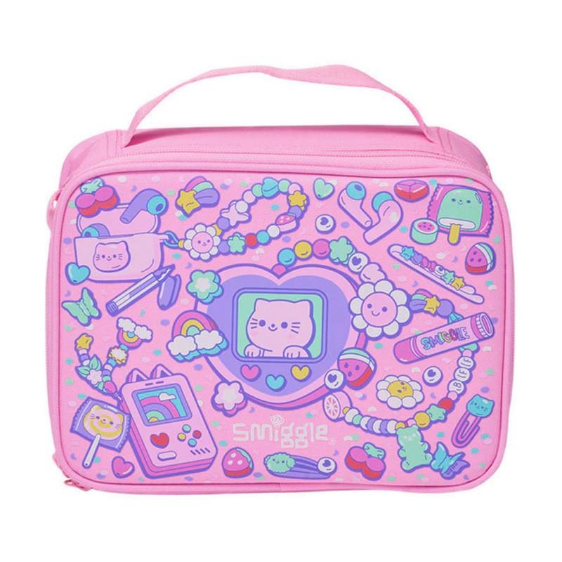 Smiggle Kids Double-Layer Insulated Lunch Bag With Handle - Waterproof Canvas School Meal Carrier Elementary Students