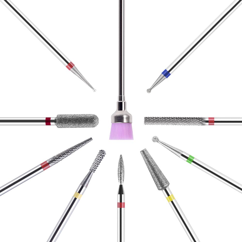 kads 10 шт., алмазные фрезы для дизайна ногтей, маникюрные сверла для ногтей, инструменты для удаления геля, инструменты для очистки кутикулы