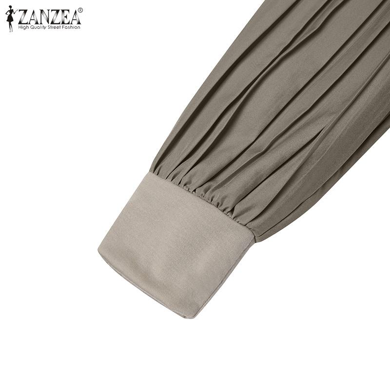 ZANZEA Женское повседневное платье с длинным рукавом в стиле пэчворк, свободное, плиссированное