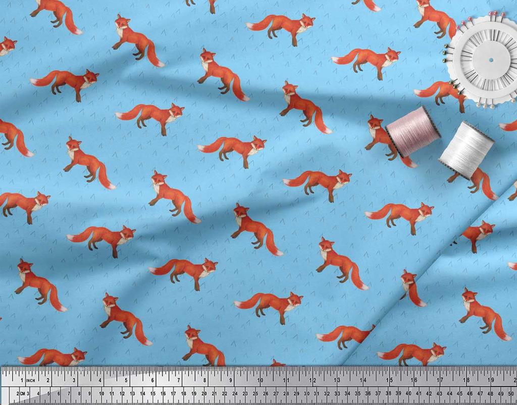 Soimoi Фиолетовая японская креп-сатиновая ткань с принтом лисы и животных, ткань для рукоделия по метрам, 42 дюйма