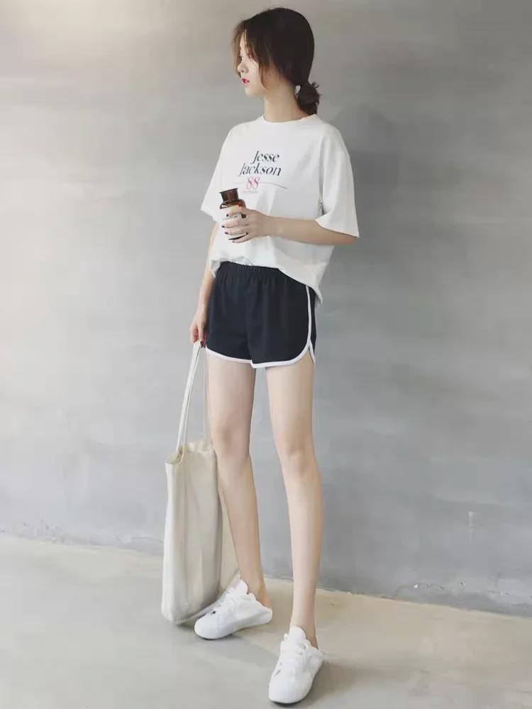 Женские модные летние спортивные шорты: Свободный крой, облегающие, широкие, прямые, повседневные брюки длиной три четверти