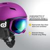 Odoland Ski Helmet Set with Snowboard Dial Size Glasses Double Spherical Impact UV and Small Goggles, Helmet, Adjustment, Compatible, Lens, Windproof,