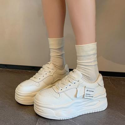 Мода 2024 Новые Кожаные Женские Черно-Белые Повседневные Женские Вулканизированные Кроссовки Дышащие Спортивные Для Ходьбы Бега Платформа Плоская Обувь