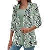 Women Cardigan Leopard Print Three Quarter Sleeve Open Stitch Lapel OL Commute Style Formal Business Office