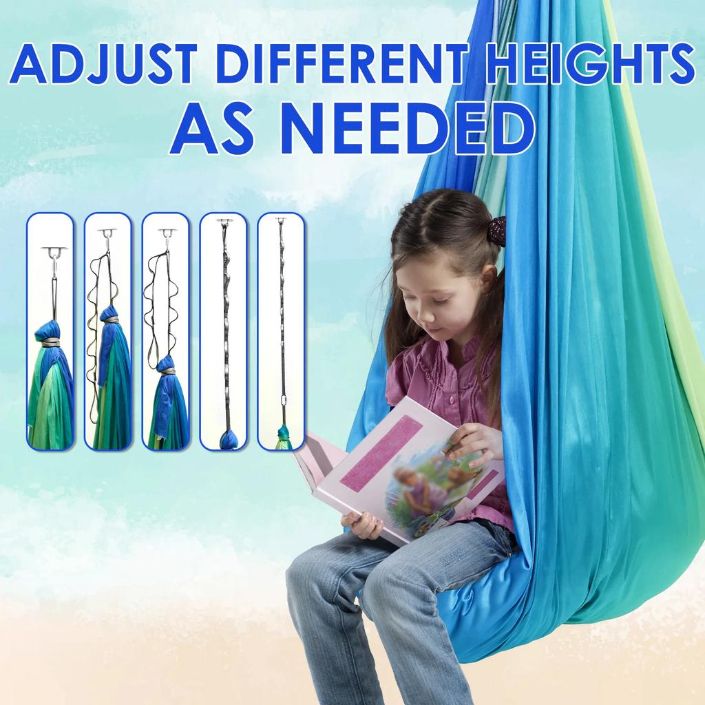 Sensory Swing Comfortable Kids Sensory Hammock Holds Up To 200 Lbs Indoor Cuddle Swing with 360° Swivel Hardware for Children