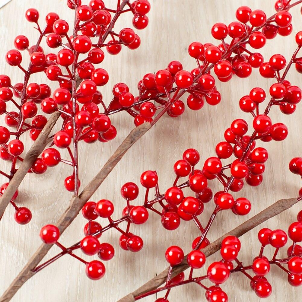 Искусственные ветки красной остролистной ягоды - используются для украшения рождественской елки, праздничные украшения, домашние DIY поделки