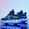 Children's Runaway Shoes Four-wheel LED Light Luminous Shoes Shrinkable Runaway Shoes Sports Student Pulley Shoes Men's Shoes