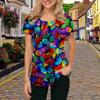 Модная женская футболка с красочным принтом в виде пятнистой бабочки, забавная повседневная футболка с круглым вырезом и короткими рукавами, летняя женская футболка