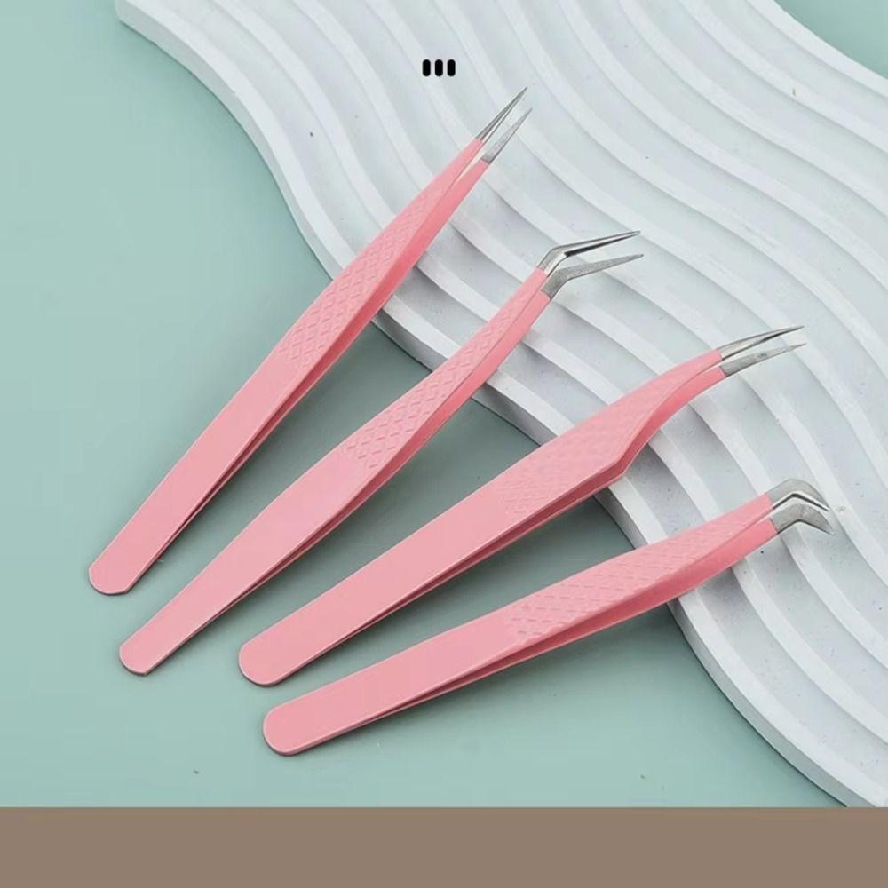 Stainless Steel Grafting False Eyelash Tool Non-magnetic Fiber Tip Eyelash Extension Tweezer Women
