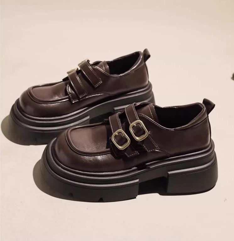2025 Spring Women's British-Style Mary Jane Leather Loafers: Comfortable, Versatile, Thick-Soled