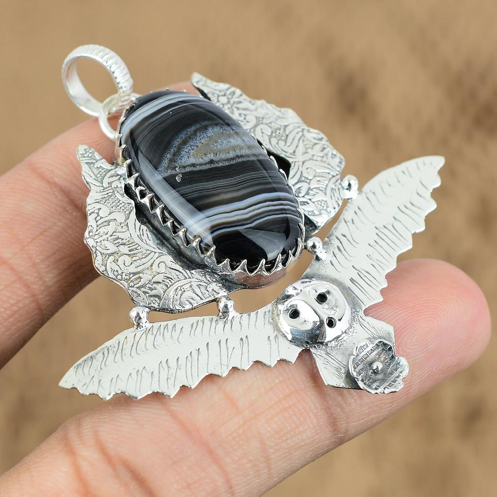 Подвеска из натурального сардоникса в виде совы, украшение из серебра 925 пробы для женщин