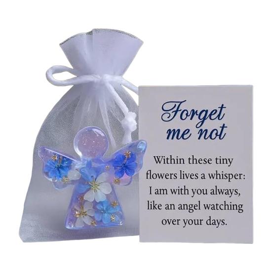 Angel Figurine Keepsake Forget Me Not Angel Memorial Gift Sympathy Bereavement Angel Ornament with Warm Message Card Grieving Keepsake for Loss