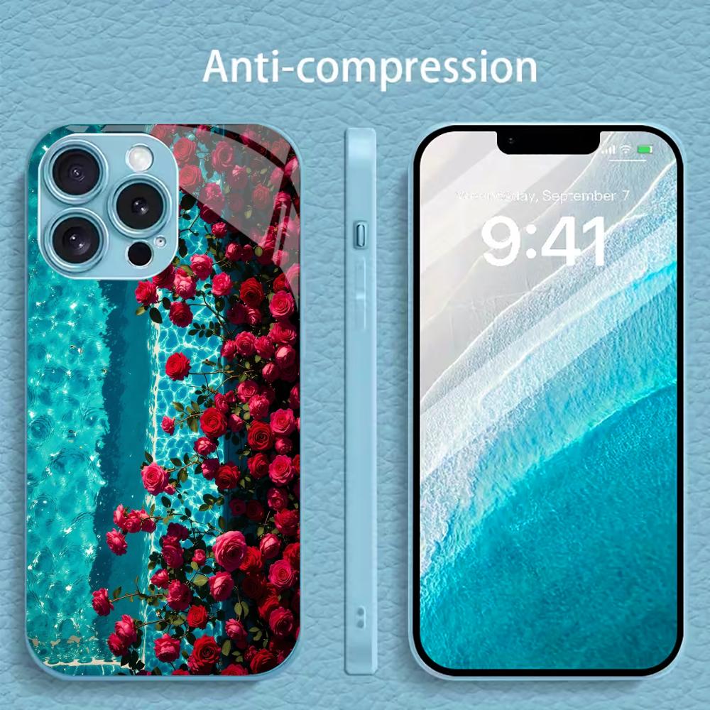 Ool Летняя Волна Розы для чехла iphone 17 для coque iphone Чехол fundas Стекло для iPhone 17 16 15 14 13 12 11pm Pro Plus