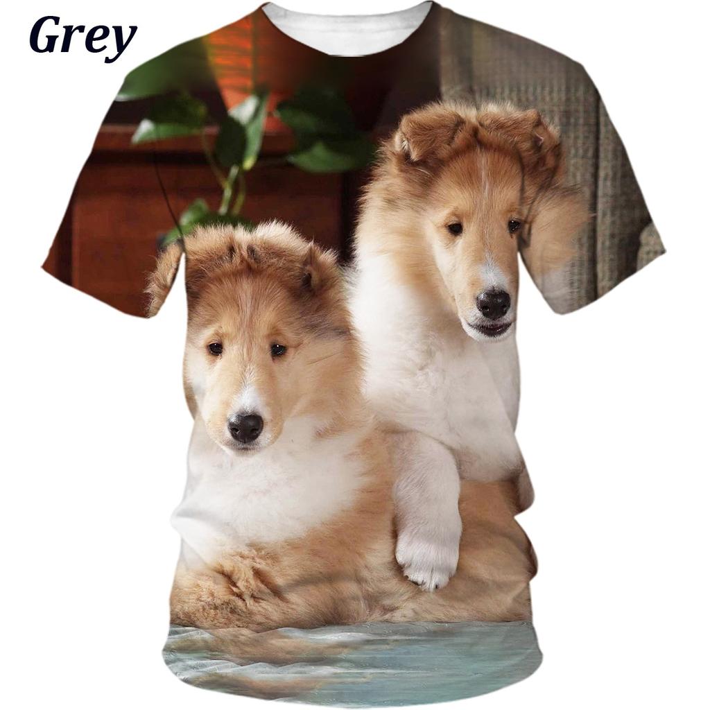Новая модная унисекс милая собака 3D-Druckmuster Top бордер колли футболка спортивная футболка плюс размер XS-5XL