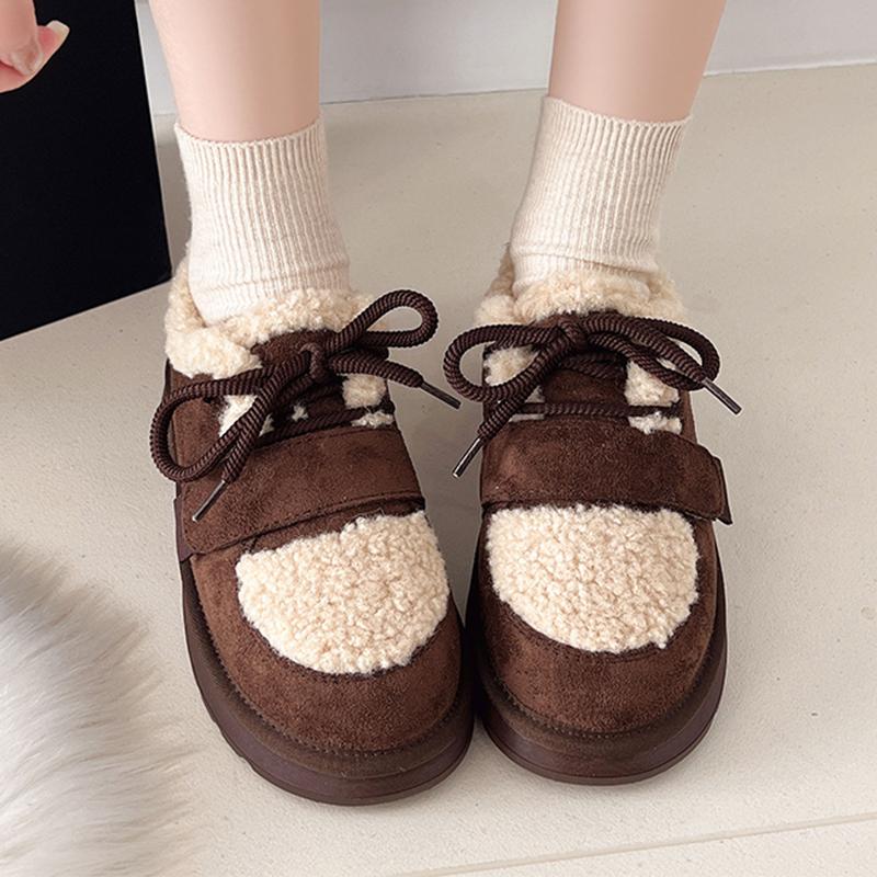 Fur Women's Cotton Shoes Flats Suede Fashion Warm Snow Boots Brand Comfort Sport Shoes Running Winter Boots Ladies