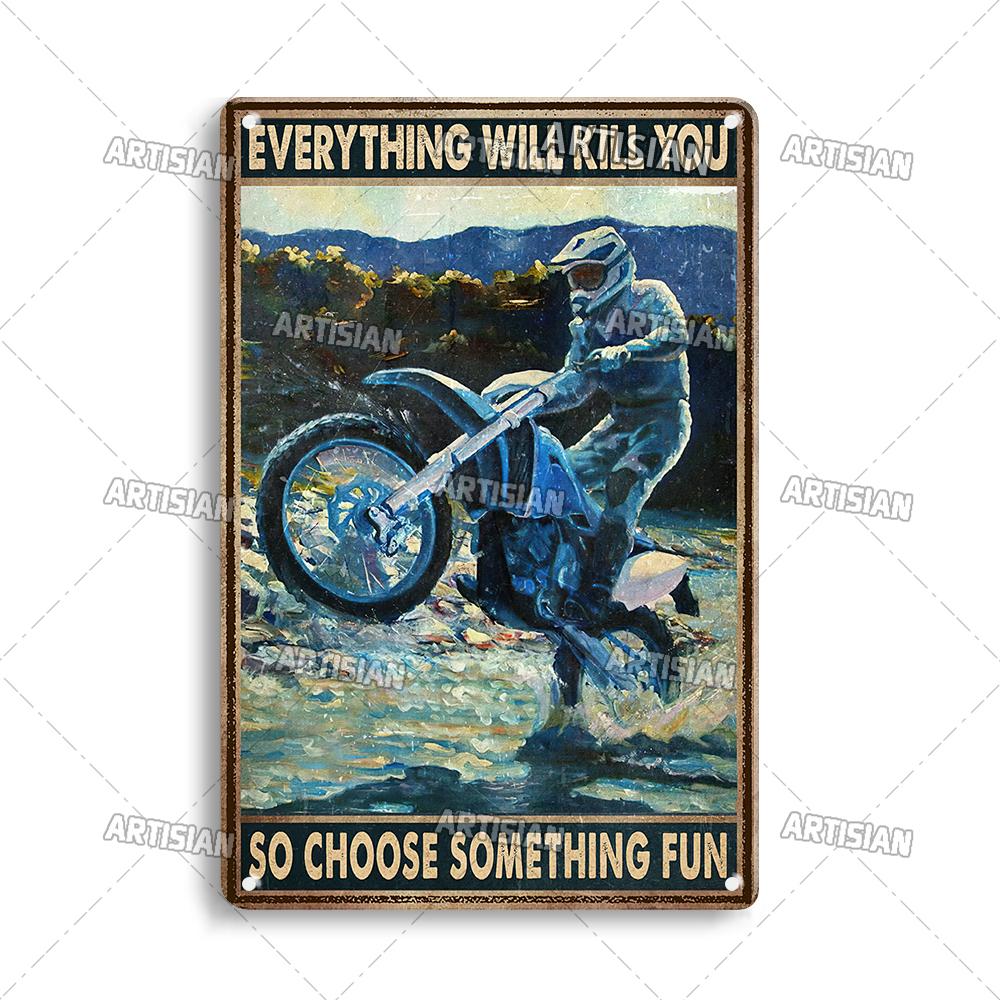 Retro Motorcycle Metal Tin Sign Classic Metal Plaque Man Cave Garage Wall Decorative Rusty Metal Sign Industrial Decor