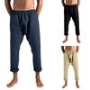 Мужские хлопковые и льняные вставки с карманами для повседневных брюкДжоггеры Прямые спортивные брюки Свободные брюки