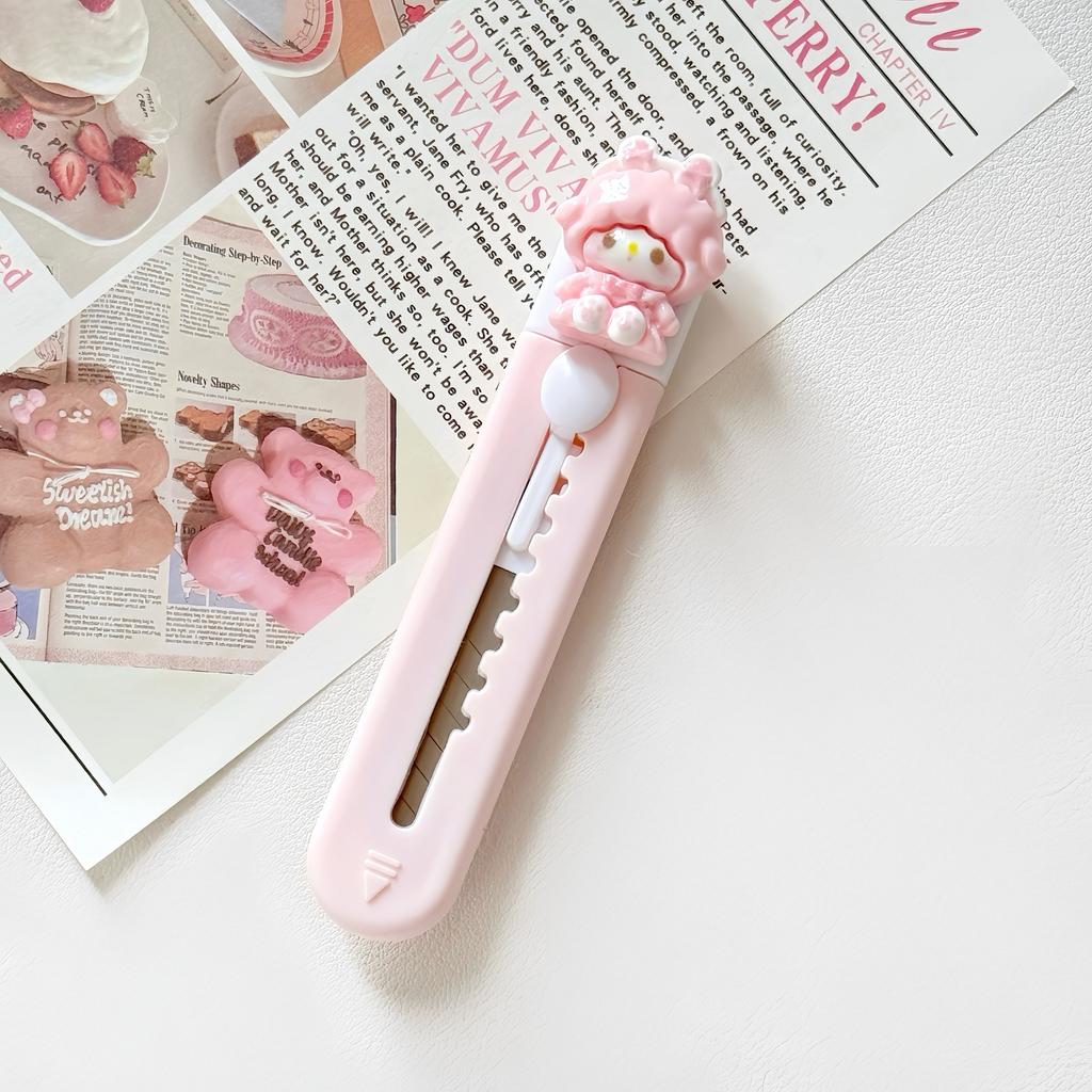 Милый нож для рукоделия в виде кролика, портативный мини-резак для коробок для студентов, мультяшный выдвижной универсальный нож для распаковки посылок, резак