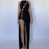 Elegant Bodycon Sexy Women's Dress for Women 2022 Summer Hollow Out Split Up Sleeveless Party Club Dresses Woman Robe Femme