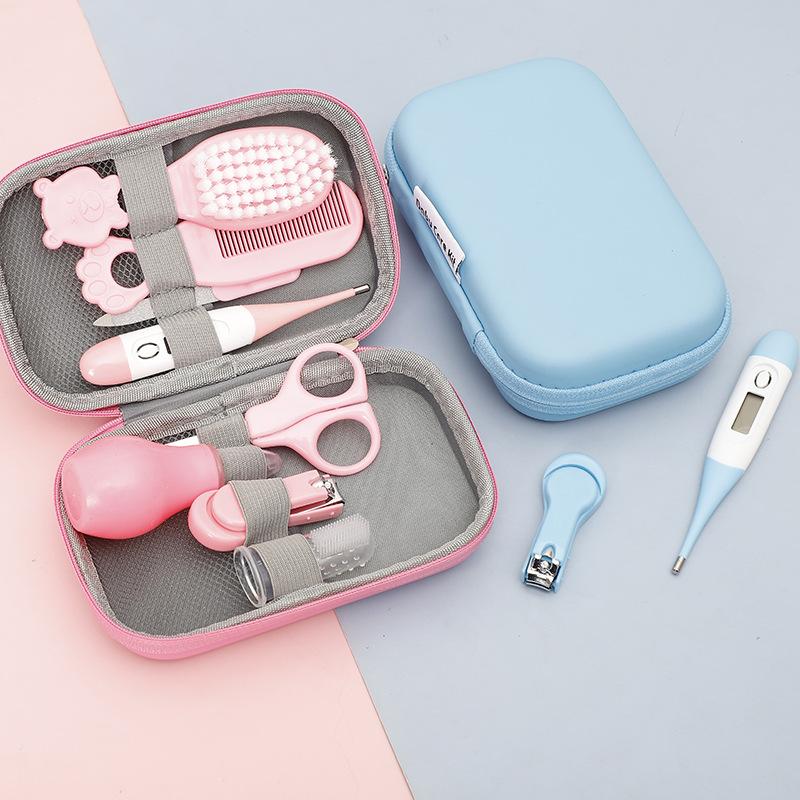 Baby Grooming Set, 8 In 1 Baby Hair Brush / Nail Clipper / Nose Cleaner / Finger Toothbrush / Nail Scissors / Manicure Set, for Baby Care
