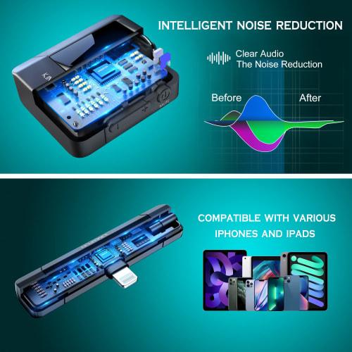 KIMAFUN G50-5 Wireless Lavalier Microphone for iPhone/iPad, Plug & Play, Instant Connection, Noise Reduction, 360 Sound Collection, Recording, No App