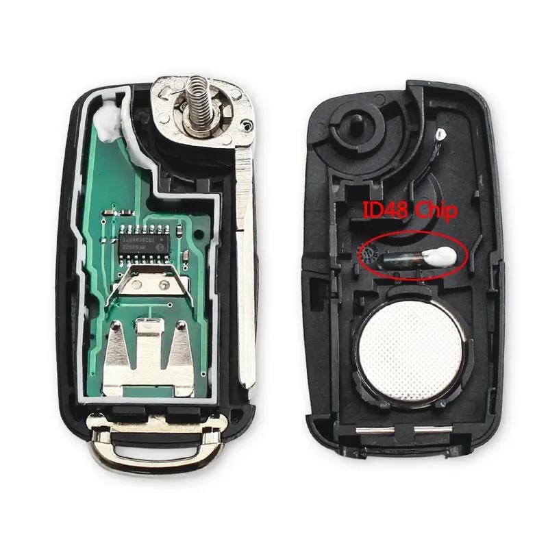 KEYYOU With Cutting Service New For VW Volkswagen Caddy Eos Golf Jetta Polo Touran Passat 5K0837202AD 434Mhz ID48 Remote Car Key