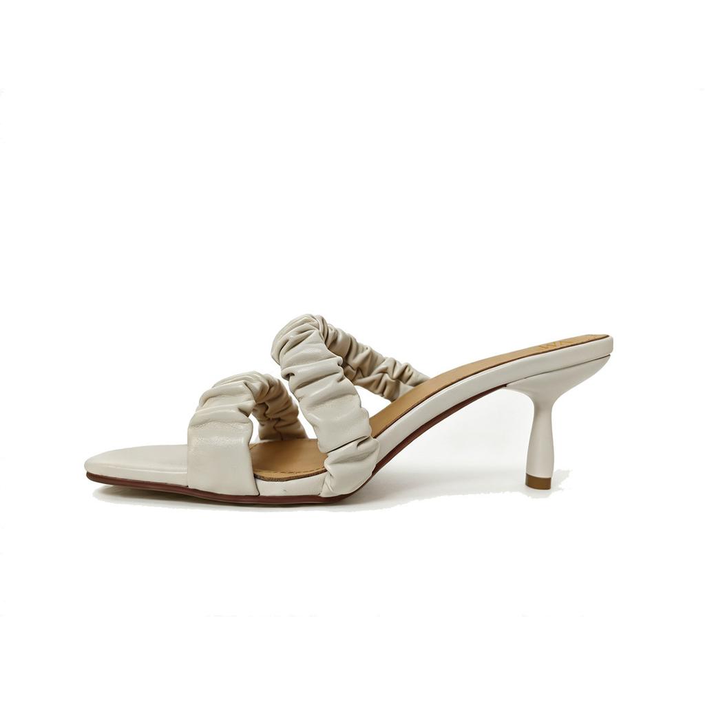 Mid heeled square headed women's sandals for spring and summer 2026, versatile, simple, fashionable, personalized, slim heel, and empty back sandals