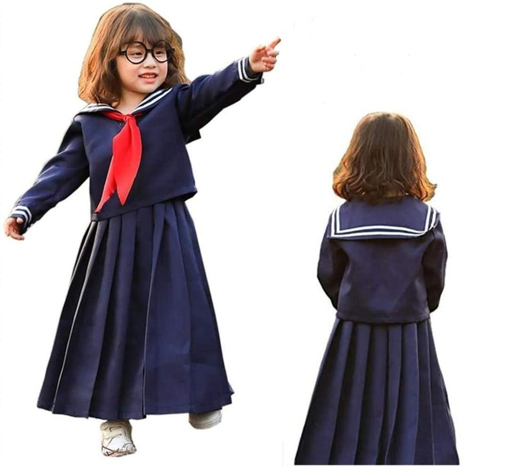 Sailor Uniform Halloween Long Long Sukeban Plus Cute Navy Costume Cultural Performances Kids' Costume, Sleeves, Sleeves, Style, Size, Blue, Kids'