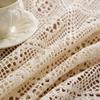 Вязаная ажурная скатерть из хлопчатобумажной нити, прямоугольная квадратная домашняя крышка для стола, бежевое кружевное декоративное полотенце с бахромой