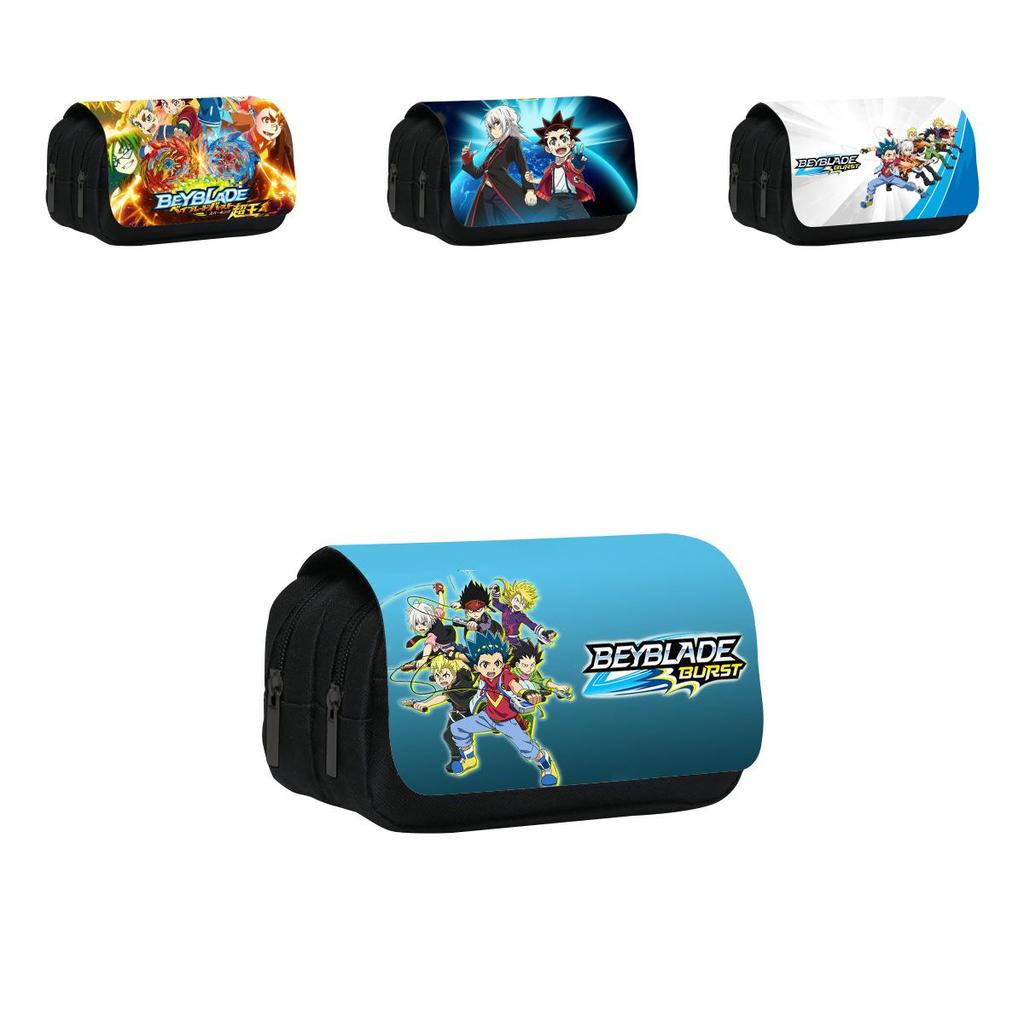 Beyblade Cartoon Character Print Student Double Layer Stationery Storage Bag For School And Travel Use