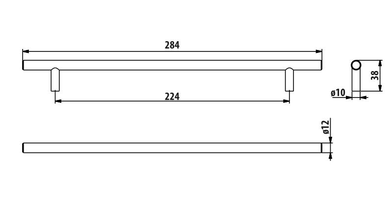 Railing RE29, stainless steel, 224mm