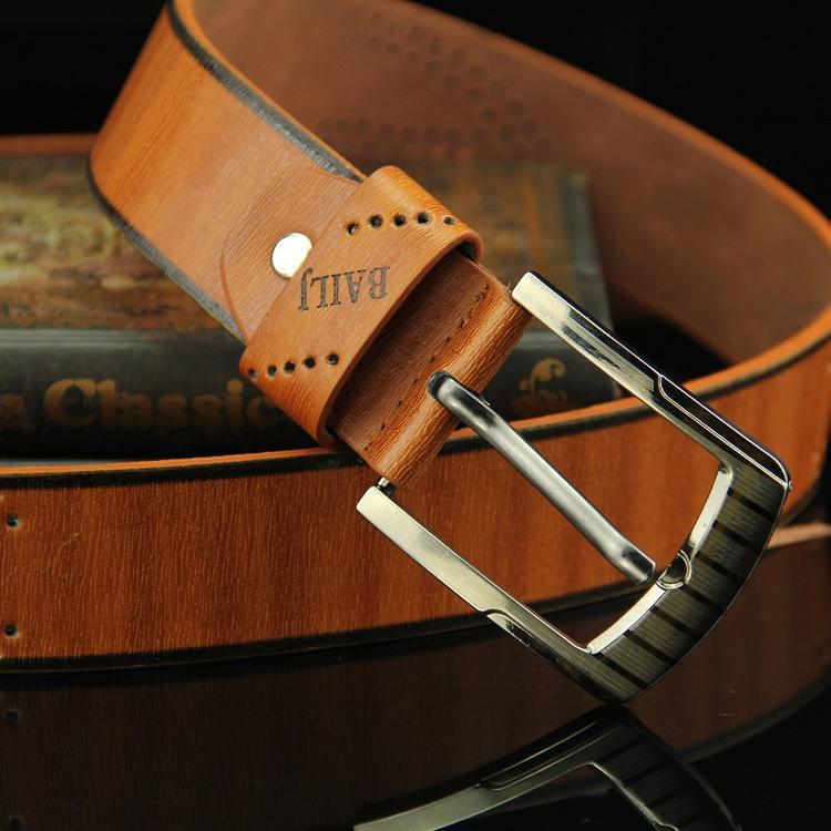 Pin Buckle Belt Clothing Accessories Men's Belt Retro Hollow Out Leather Fashion Leisure Handmade