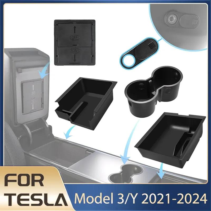 Storage Box for Tesla Model Y -2024 Accessories Center Console Trays for Tesla Model 3 Highland 2024 Hidden Box Webcam Cover