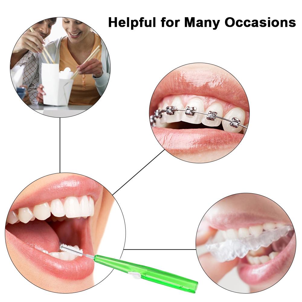 60pcs Toothpick Interdental Brushes Tooth Flossing Head Oral Hygiene Brush Optional Sizes