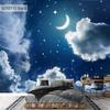 Съемные фотообои со звездами и луной, ночное небо, большие обои для гостиной, спальни, офиса