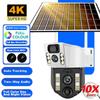 4K Solar Camera 4G SIM Card WiFi Dual Lens 8MP HD Night Vision IP CCTV Surveillance PTZ PIR Human Detection Alarm Security Waterproof