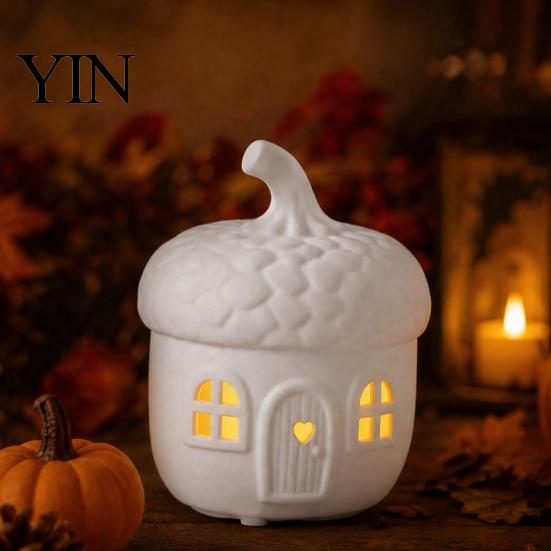 Creative Gift for Birthday 2Pcs/Set Lighted Whimsical House Ornaments, Light-Up Pumpkin Figurine, Halloween Table Thanksgiving Centerpiece with