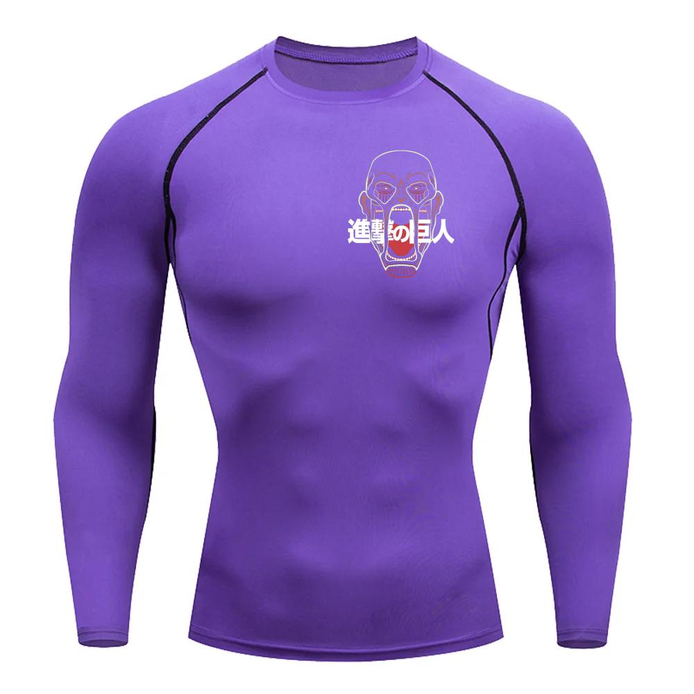 Фитнес Спортивная одежда Подростковая футболка Атака Титанов Графические топы Облегающая тренировочная одежда Мальчики Компрессионная одежда для бега Баскетбольная одежда