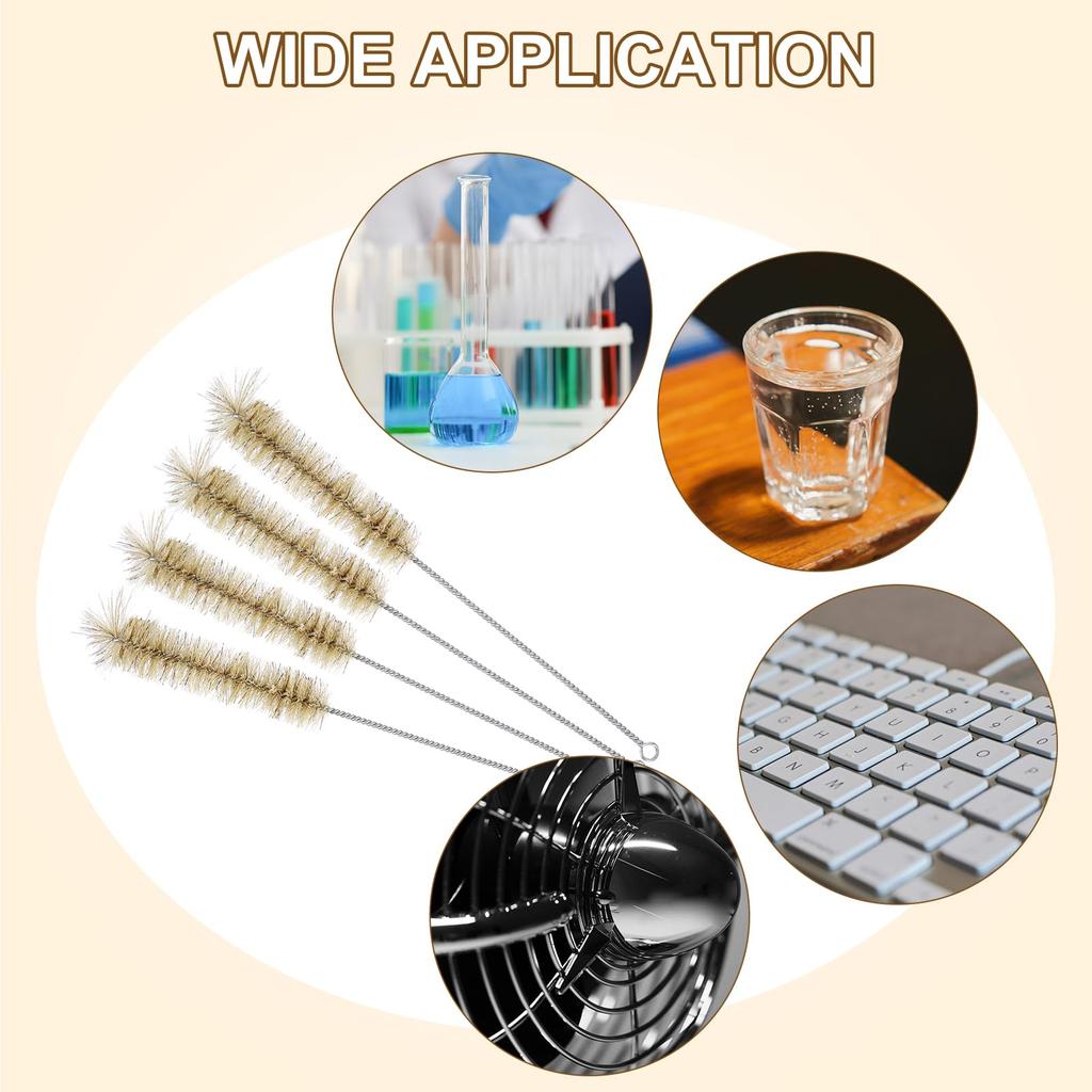 uxcell Tube Bottle Cleaning Brush, Wire Pipe Cleaner, Bore Brush Cleaning Brush with Stainless Steel Handle for Tube Bottles, 30mm, Brown, 8-Pack