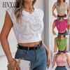 Spring Summer Heart-shaped Hollowed-out Crop Top for Women's Vacation