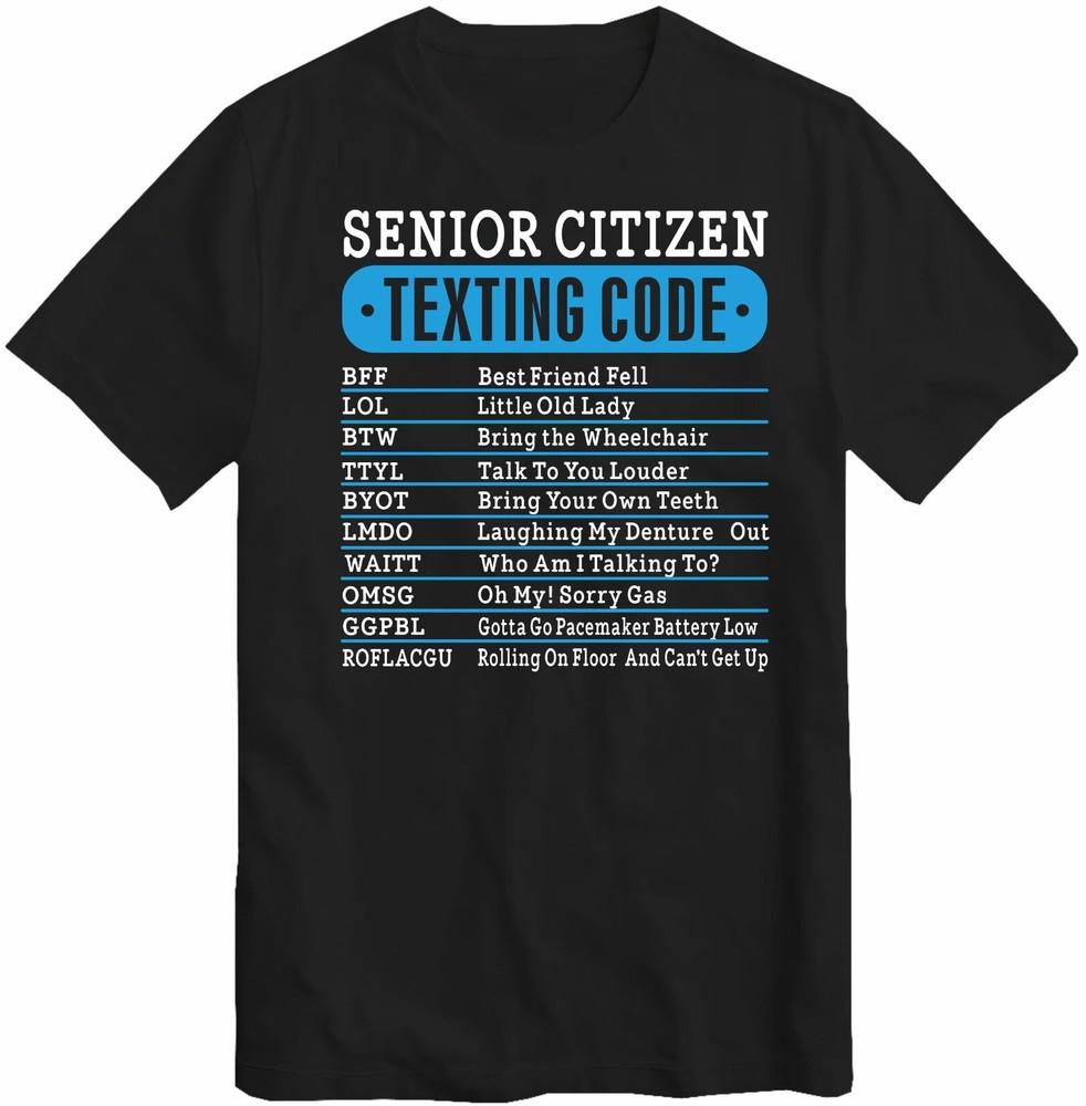 Senior Citizen Texting Code Gift Idea Tshirt Grumpy Grandad Father Day Dad Top