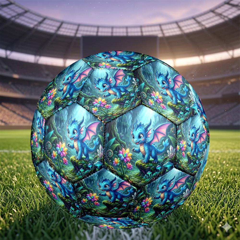 1pc Fantasy Dragon Garden Themed Soccer Ball, Size 5, Lightweight PVC Material, Outdoor Training Soccer Ball Gift. q62250