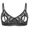 Womens Hollow Out Lace Bra Top Adjustable Spaghetti Straps Sheer Panels Club Rave Wear