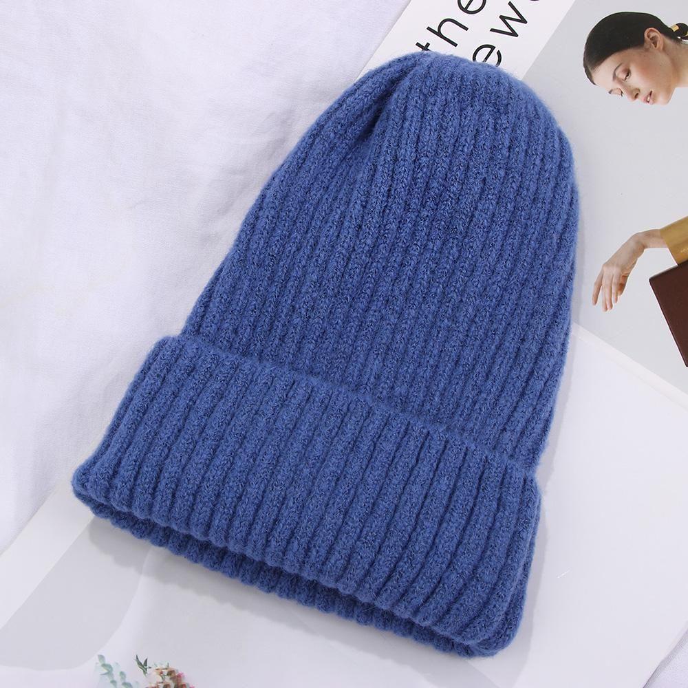 New Fashion Soft Thicken Warm Hedging Cap Wool Knit Beanies Slouchy Bonnet Ski Hat