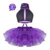 Kids Girls Sequins Ballet Tutu Dress Set Halter Ballroom Lyrical Jazz Dance Costumes Stage Performance Dancing Skirt Outfit